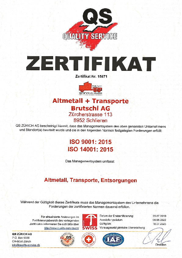 ISO Zertifizierung 9001 / 14001